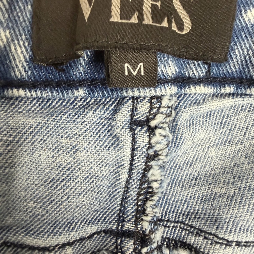 VEES Y2K Patchwork Flare Jeans Side Zipper Bell Bottom High Rise Festival - Picture 11 of 12